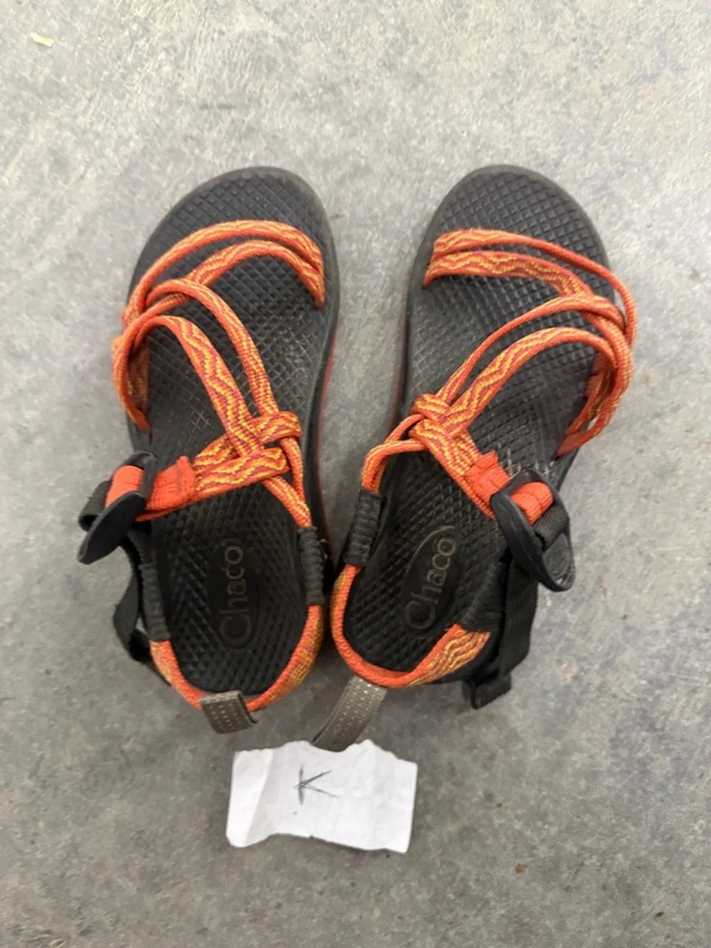 Orange Strap Outdoor Sandals on Black Footbed